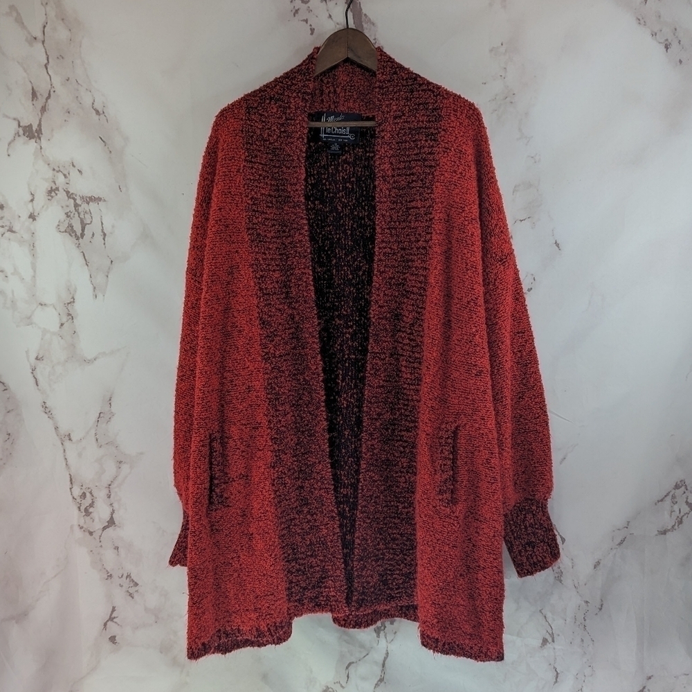 Monto Par Le Chois Sweater Womens 1X Orange Long Cardigan Oversized Grandpa Vtg